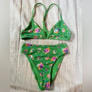 Frankies bikinis high waisted high leg with racer back top set